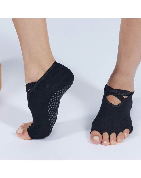 Chaussettes de yoga antidérapantes noires
