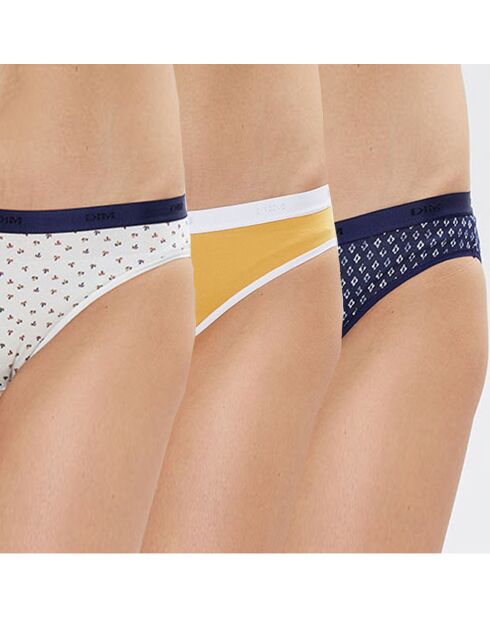 3 Culottes Pocket Coton marine/jaune/blanc