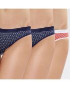 3 Culottes Pocket Coton marine/rouge