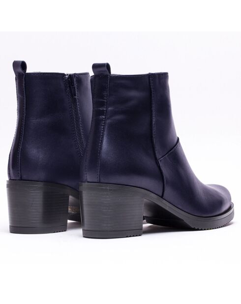 Bottines en Cuir Salma marine - Talon 5 cm
