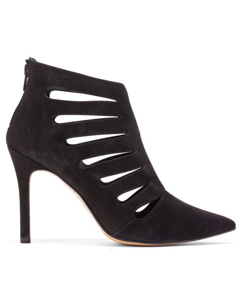 Bottines en Velours de Cuir Bree noires - Talon 9.5 cm