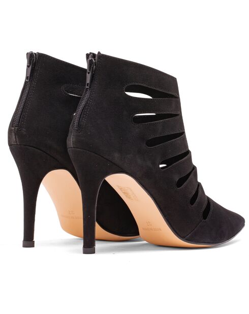 Bottines en Velours de Cuir Bree noires - Talon 9.5 cm