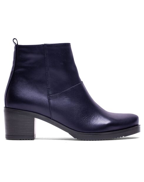 Bottines en Cuir Salma marine - Talon 5 cm