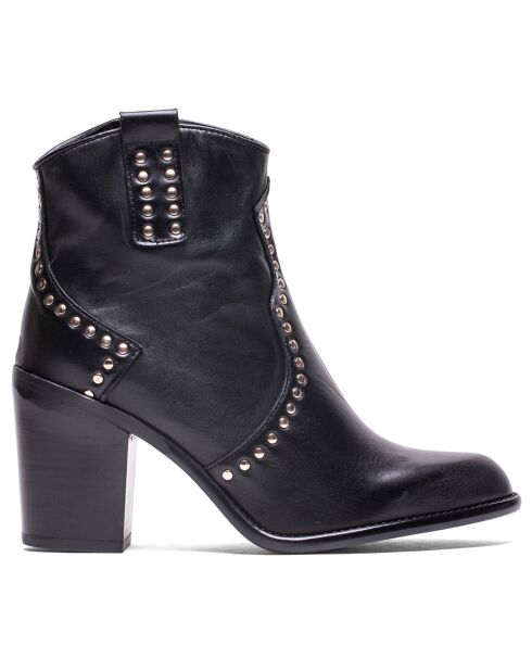 Bottines CA-0173 en cuir napa noires - Talon 8.5 cm