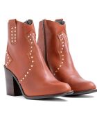 Botas Peppa de piel color coñac - tacón de 8,5 cm