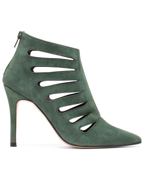 Bottines en Velours de Cuir Bree vertes - Talon 9.5 cm