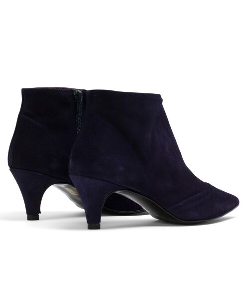 Bottines en Velours de Cuir Yulia marine - Talon 5 cm
