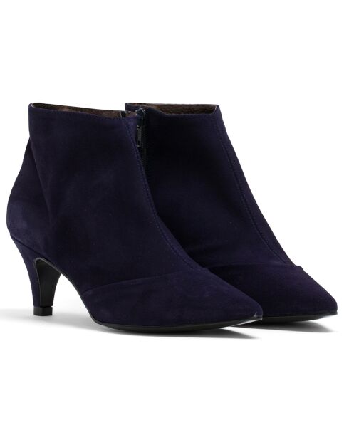 Bottines en Velours de Cuir Yulia marine - Talon 5 cm