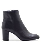 Bottines Marilo en cuir coy noires - Talon 7 cm