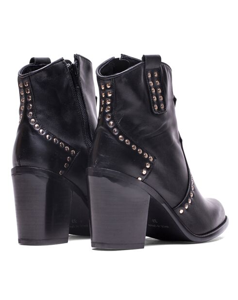 Bottines CA-0173 en cuir napa noires - Talon 8.5 cm