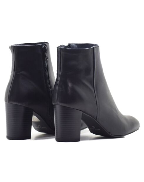 Bottines Marilo en cuir coy noires - Talon 7 cm