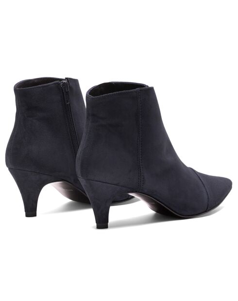 Bottines en Velours de Cuir Claudia noires - Talon 6 cm
