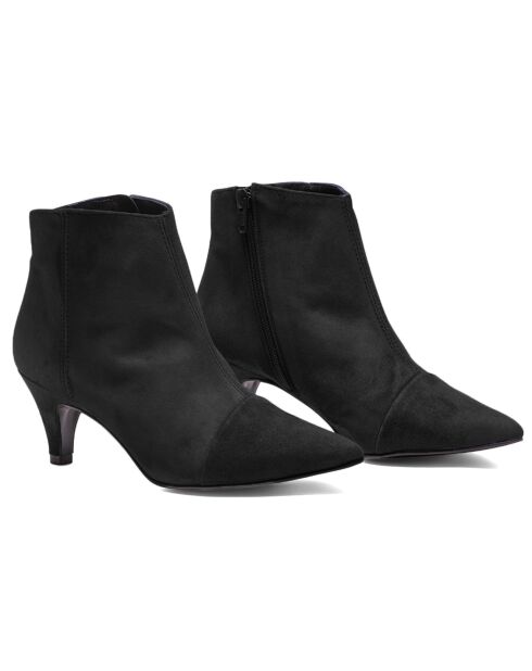Bottines en Velours de Cuir Claudia noires - Talon 6 cm