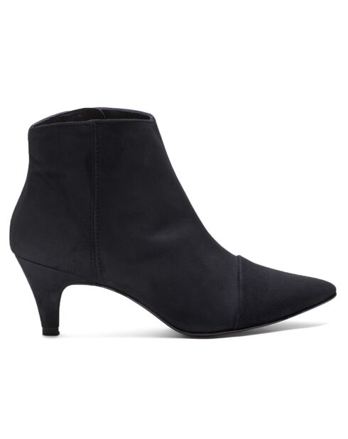 Bottines en Velours de Cuir Claudia noires - Talon 6 cm
