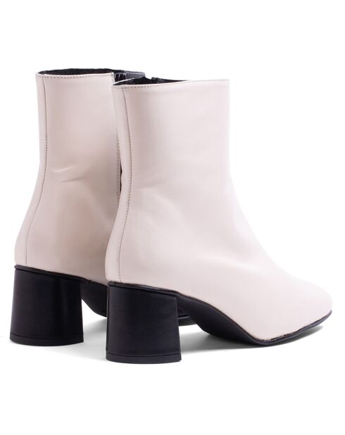 Rosario witte comfortabele leren laarzen - hak van 5 cm