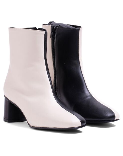 Rosario witte comfortabele leren laarzen - hak van 5 cm