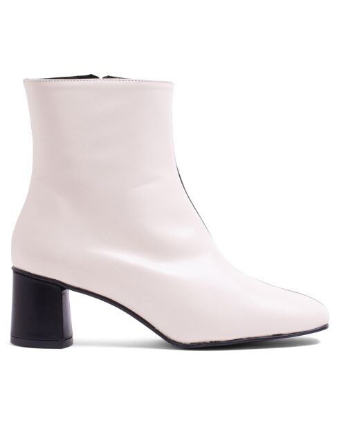 Rosario witte comfortabele leren laarzen - hak van 5 cm