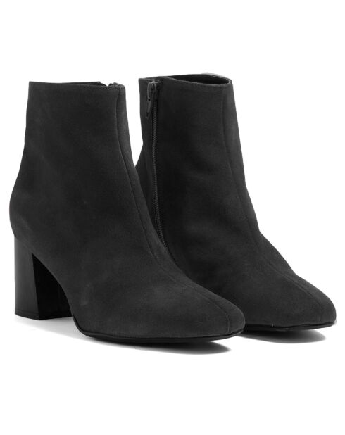 Bottines Anastasia en daim noires - Talon 6.5 cm