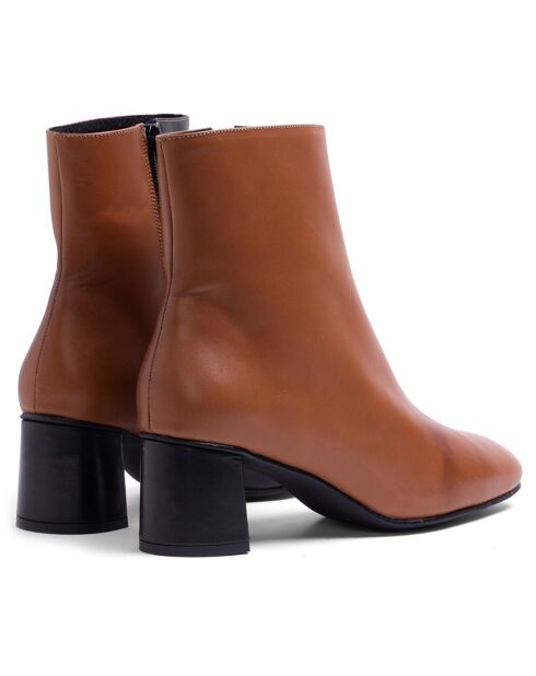 Bottines Rosario en cuir coy marron - Talon 5 cm