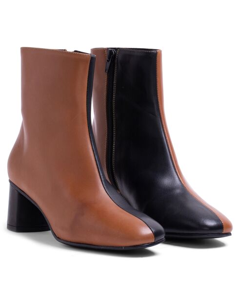 Bottines Rosario en cuir coy marron - Talon 5 cm