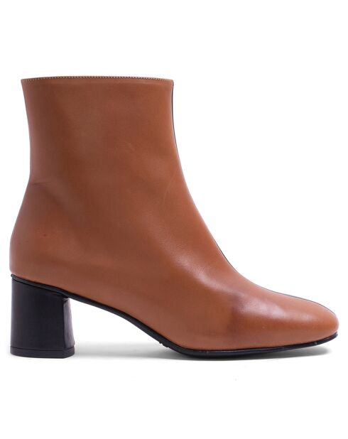 Bottines Rosario en cuir coy marron - Talon 5 cm