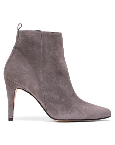 Bottines en Velours de Cuir Celia grises