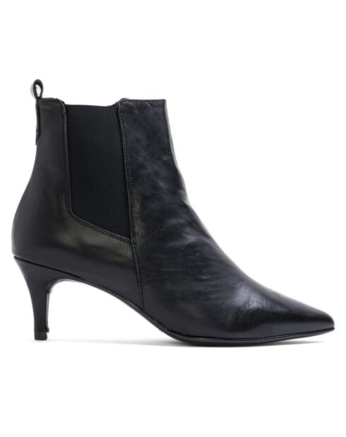Bottines en Cuir Ophelie noires - Talon 7 cm