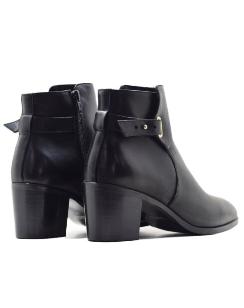 Bottines Caterina cuir en cuir coy noires - Talon 6 cm