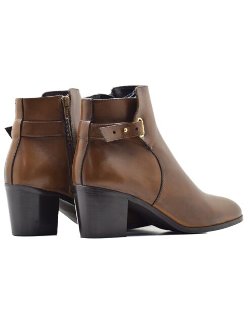 Camelkleurige leren laarzen van Drew - hak van 6 cm