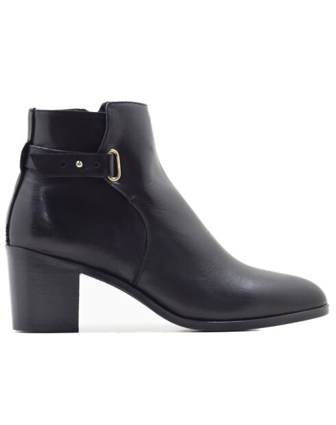 Bottines Caterina cuir en cuir coy noires - Talon 6 cm