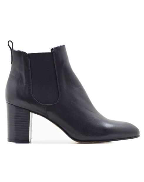 Bottines Andiara en cuir en cuir coy noires - Talon 7.5 cm
