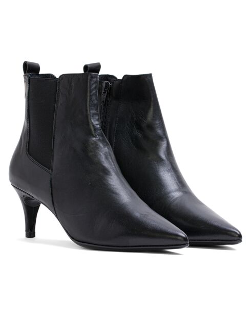 Bottines en Cuir Ophelie noires - Talon 7 cm