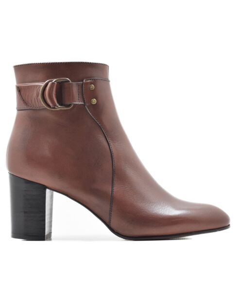 Bottines Filipa en cuir en cuir coy marron - Talon 7 cm