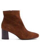 Bottines en Velours de Cuir Gina cognac - Talon 6.5 cm