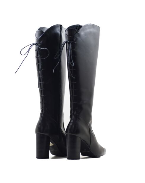 Mirari schwarze Krastlederstiefel - 8,5 cm Absatz