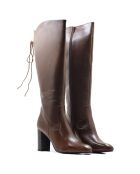 Mirari Stiefel aus braunem Krust Leder - 8,5 cm Absatz