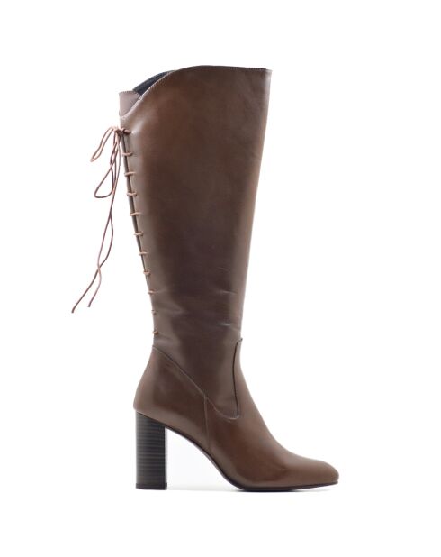 Mirari Stiefel aus braunem Krust Leder - 8,5 cm Absatz