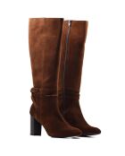 Vanya cognac fluwelen leren laarzen - hak 8,5 cm