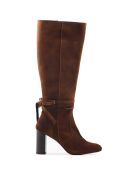 Vanya cognac fluwelen leren laarzen - hak 8,5 cm