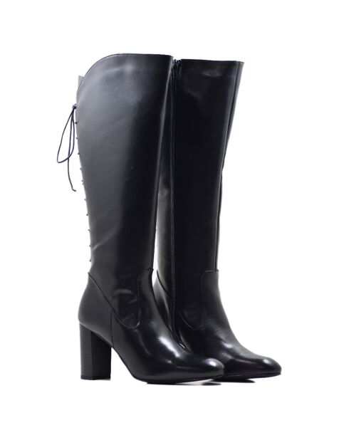 Mirari schwarze Krastlederstiefel - 8,5 cm Absatz