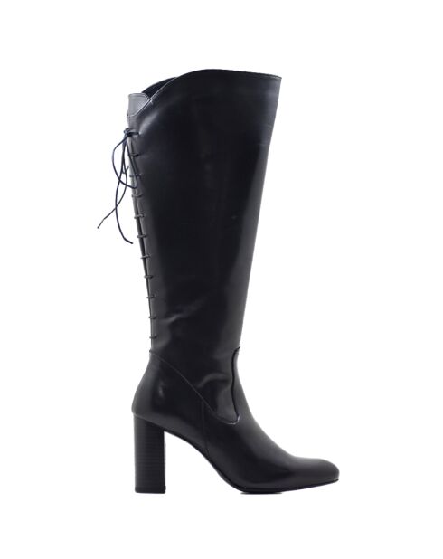 Mirari schwarze Krastlederstiefel - 8,5 cm Absatz