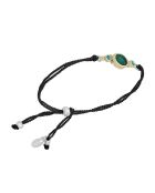 Bracciale in argento, ottone, onice verde e cordoncino turchese