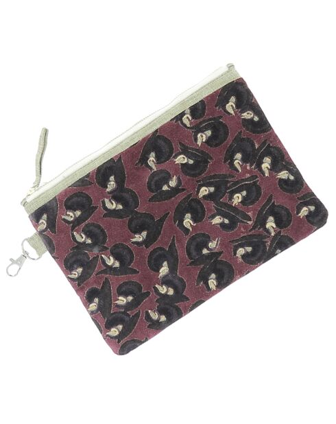 Bordeauxrode platte hoes in art-decostijl - 13x20 cm