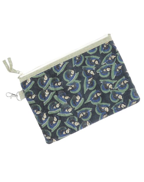 Indigo Art Deco grote platte etui - 18x26 cm