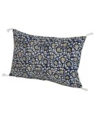 Kissenhülle mit indigofarbener Blume, 30 x 45 cm