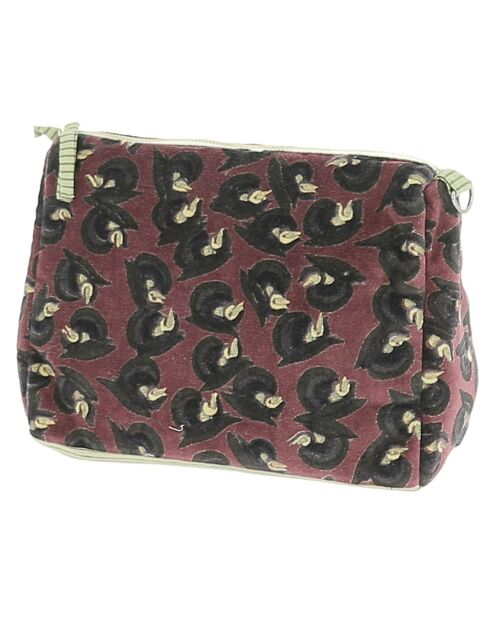 Bordeauxrode Art Deco toilettas - 18x26x12 cm