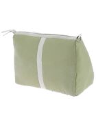 Kaki zijden toilettas - 18x26x12 cm