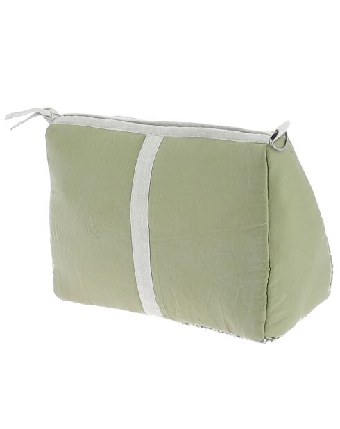 Kaki zijden toilettas - 18x26x12 cm