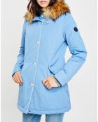 Parka Thermor à capuche fausse fourrure bleue