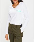 T-Shirt col rond message poitrine blanc/vert